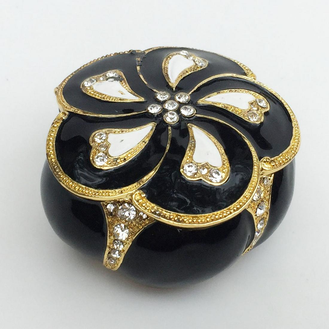 Black white enamel crystals trinket jewelry box (1 of 5)