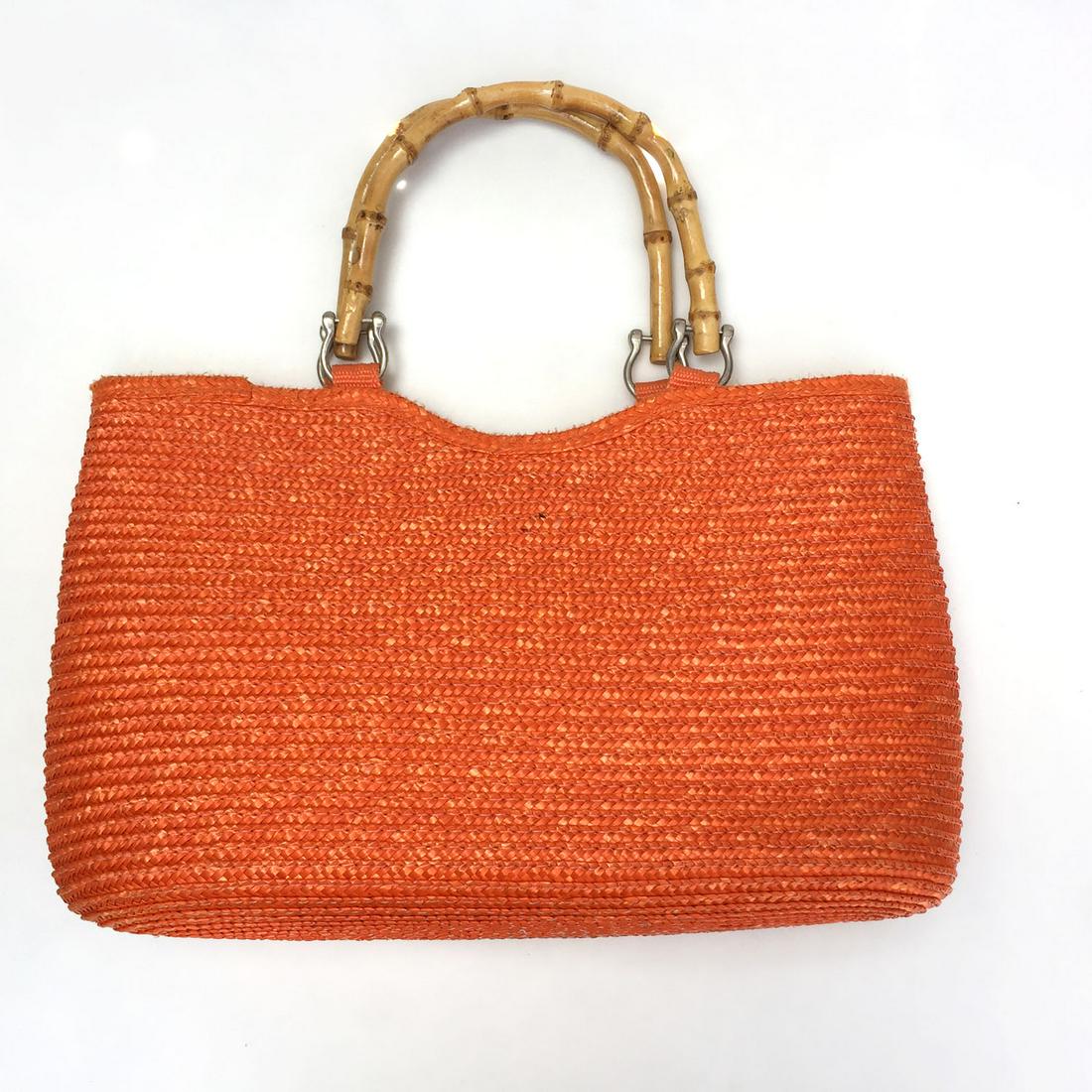 ST JOHN'S BAY Orange straw and bamboo handles bag (1 of 8)
