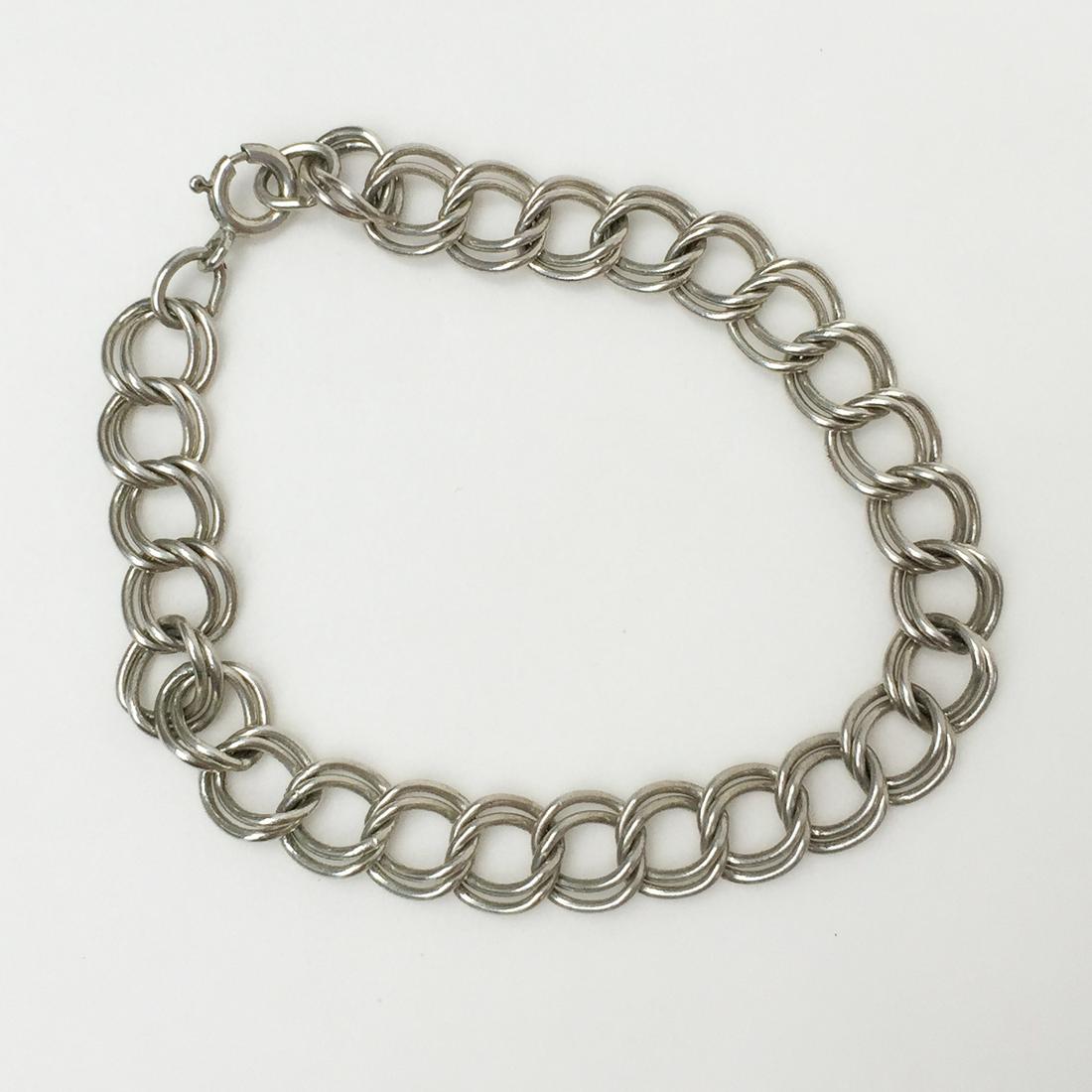 Sterling silver double link chain bracelet for charms (1 of 2)