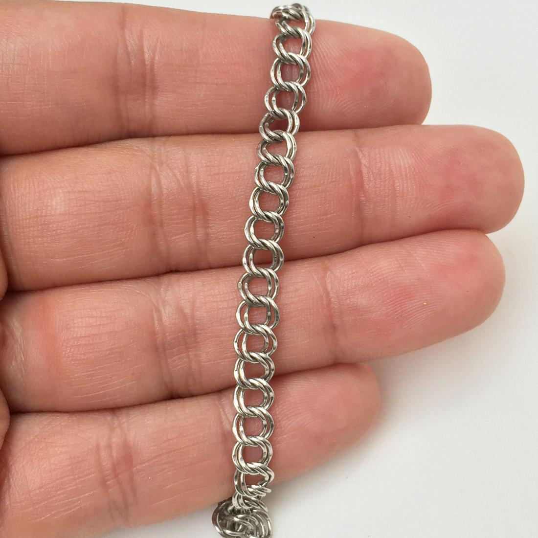 Sterling silver double link chain bracelet for charms (1 of 2)