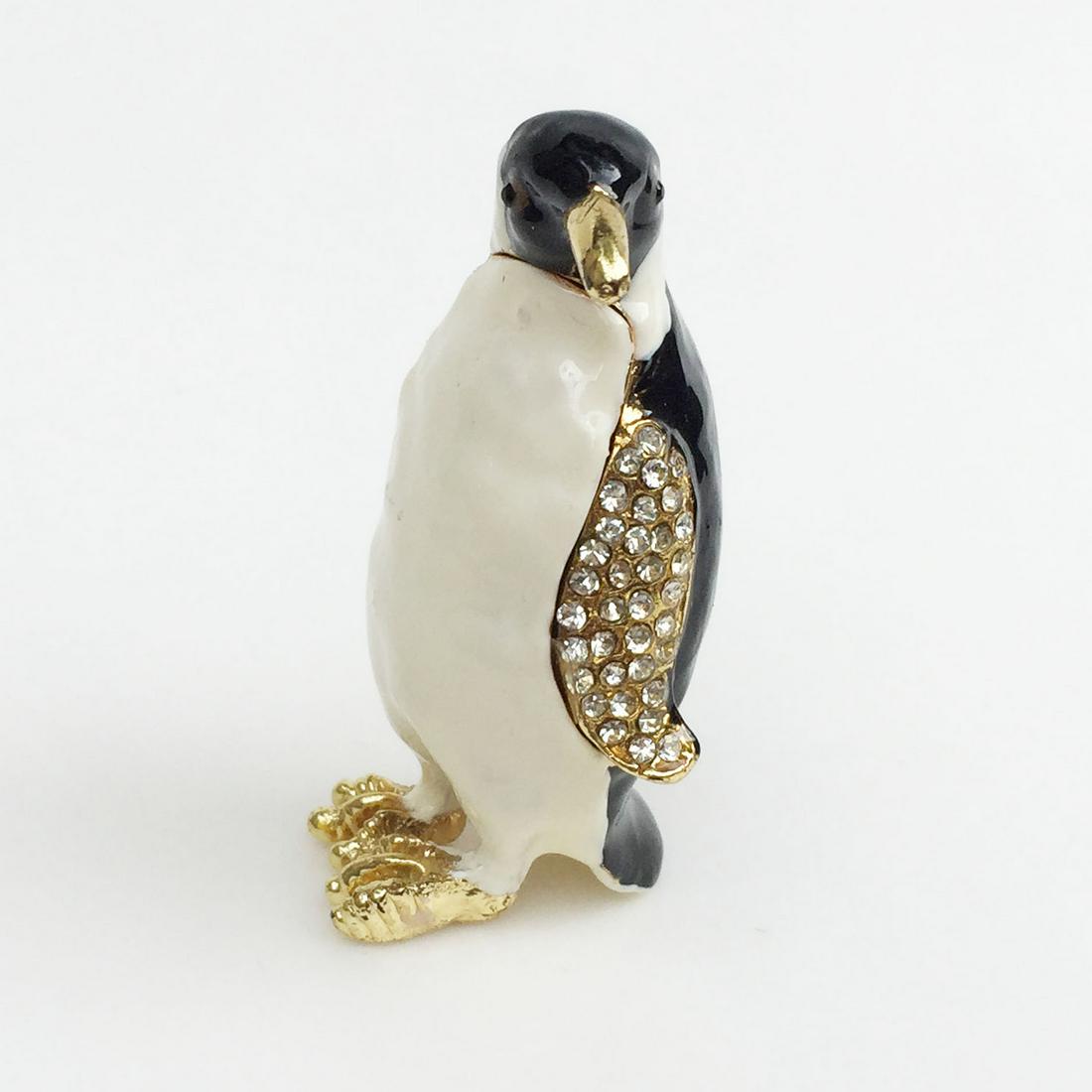 Black white enamel crystals Penguin trinket box (1 of 6)