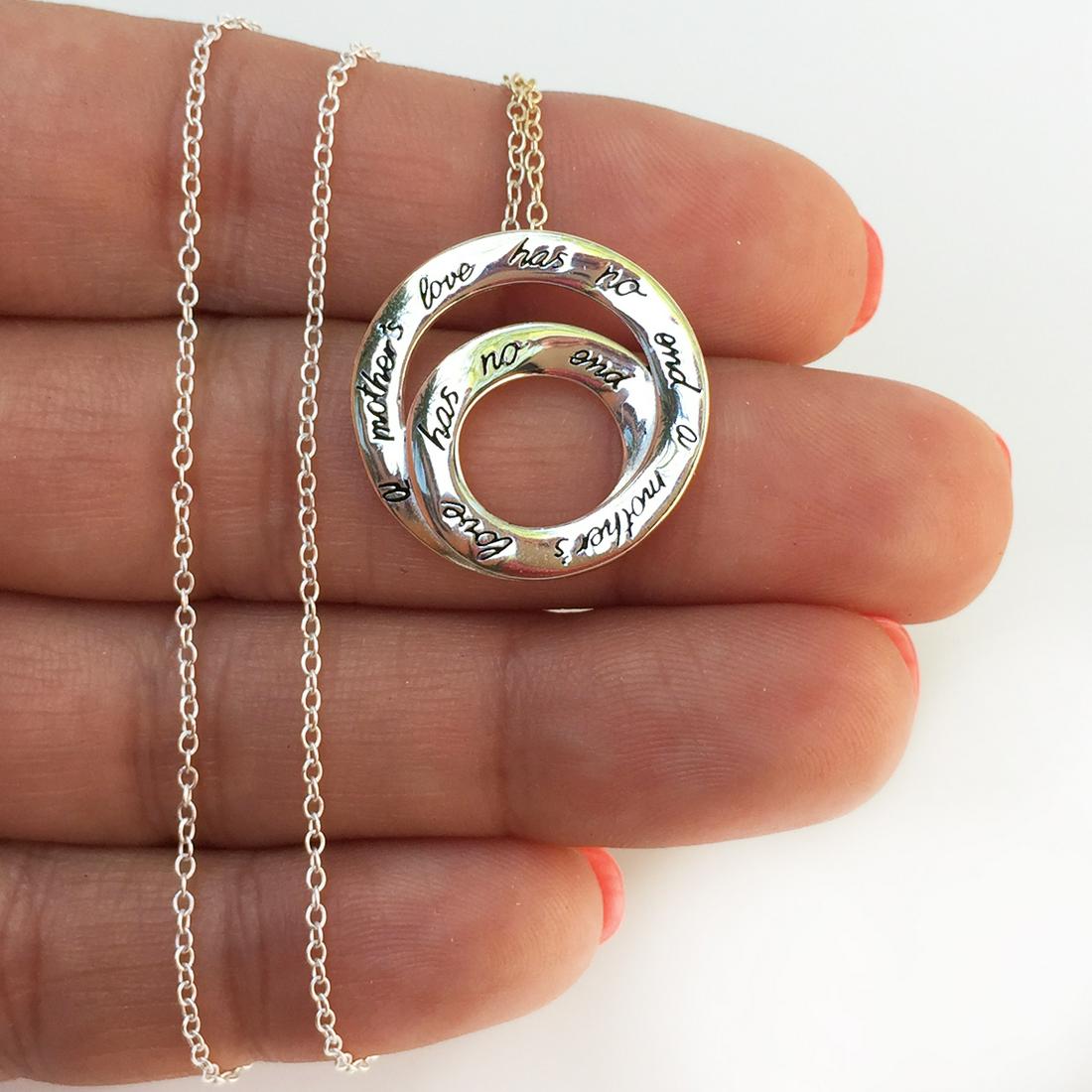 HALLMARK Sterling silver MOM circle pendant chain (1 of 5)