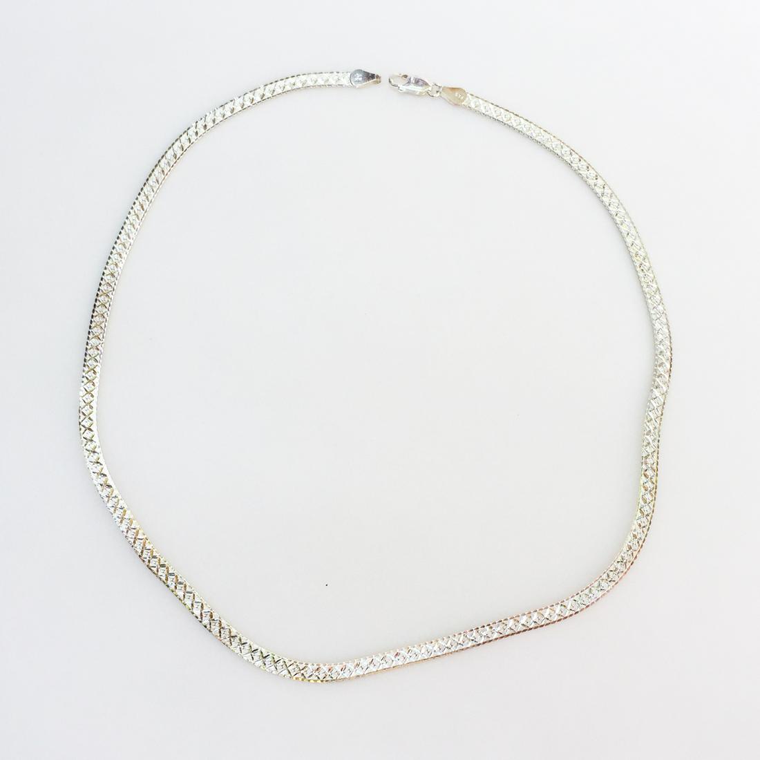 Sterling silver diamond cut herringbone necklace (1 of 4)