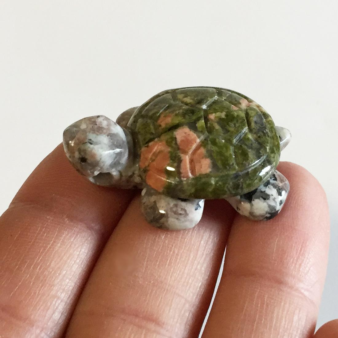 Jasper unikite carved tiny Turtle figurine (1 of 6)