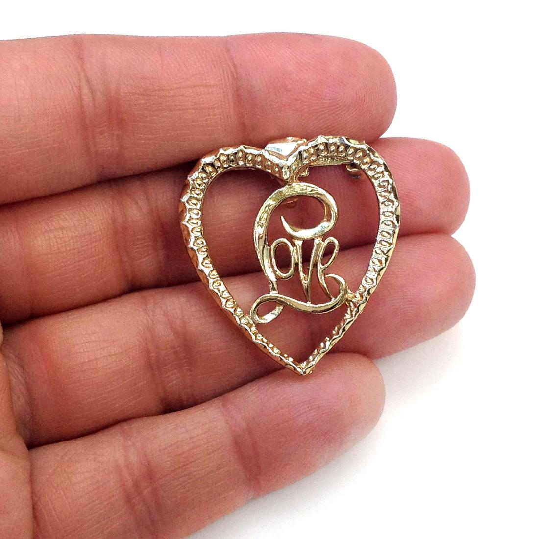 GERRYS Vintage gold tone Heart Love brooch, signed (1 of 3)
