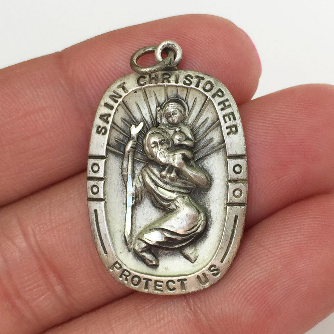 Sterling silver Saint Christopher medallion pendant (1 of 3)