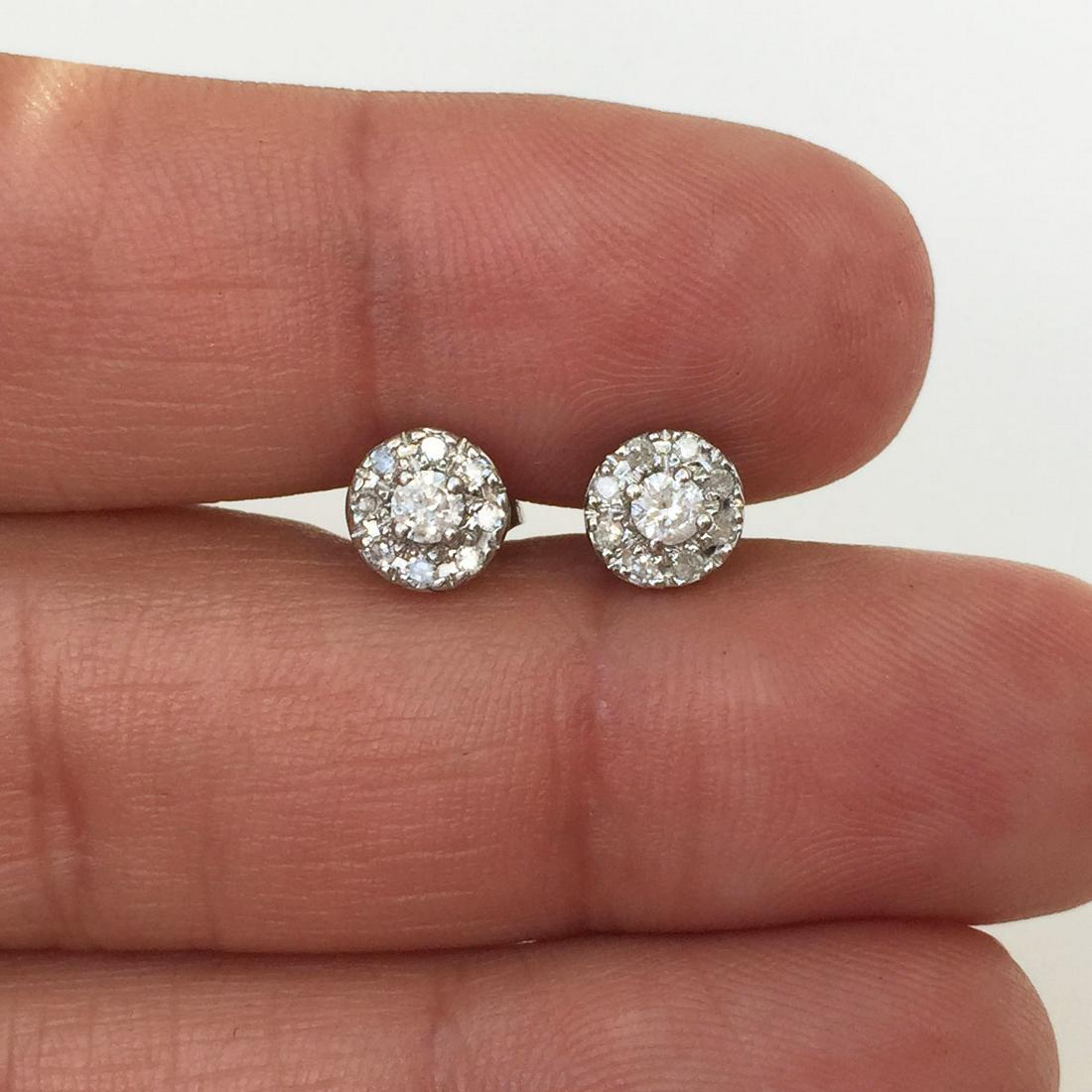 Sterling silver diamond round push back stud earrings (1 of 3)