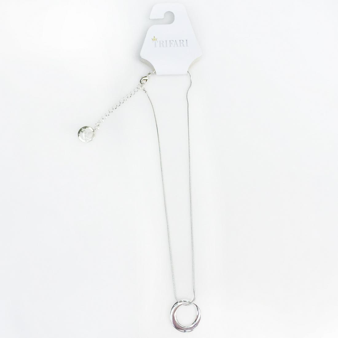 TRIFARI Silver tone circle pendant snake chain necklace (1 of 4)