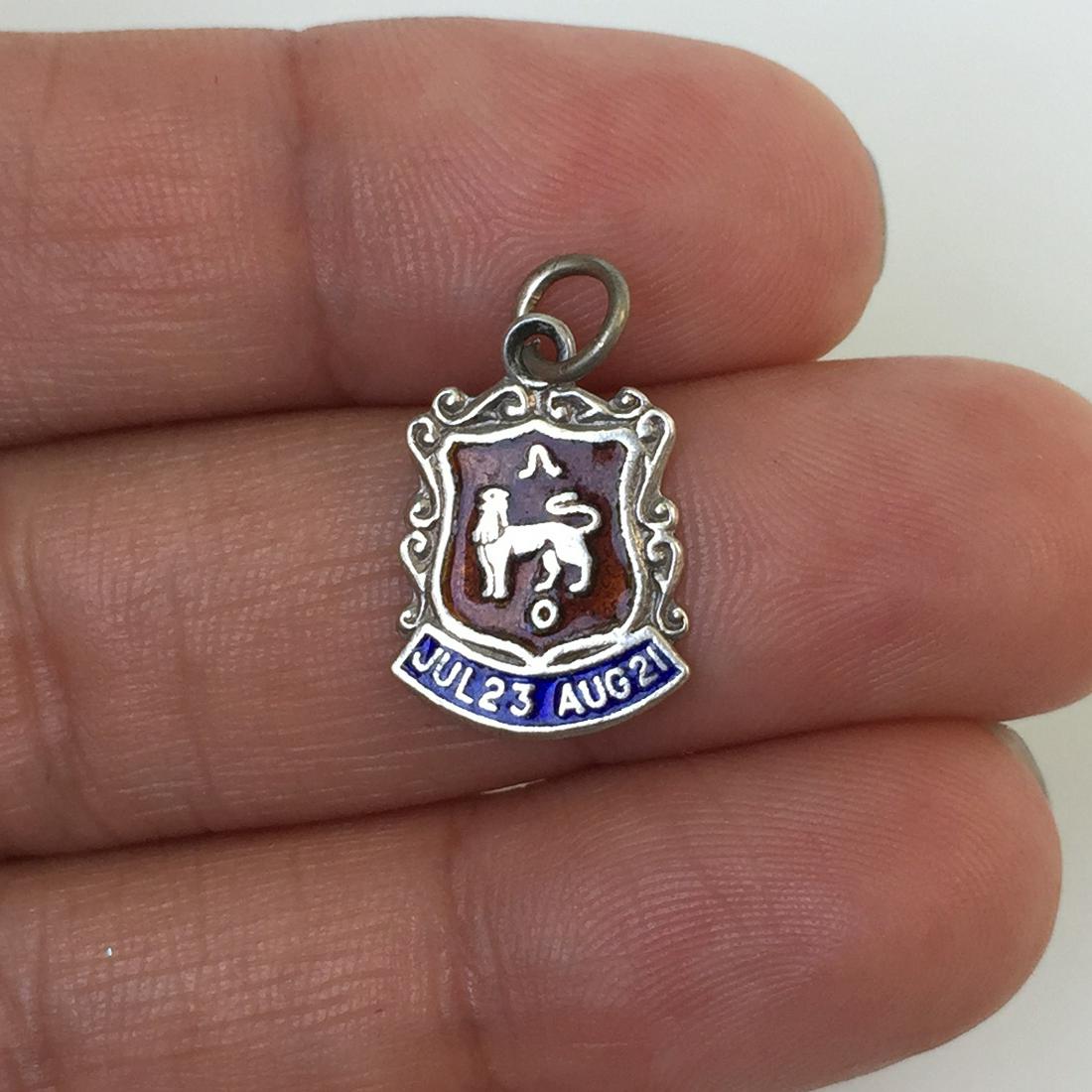 Sterling silver enamel Lion sign zodiac pendant charm (1 of 3)