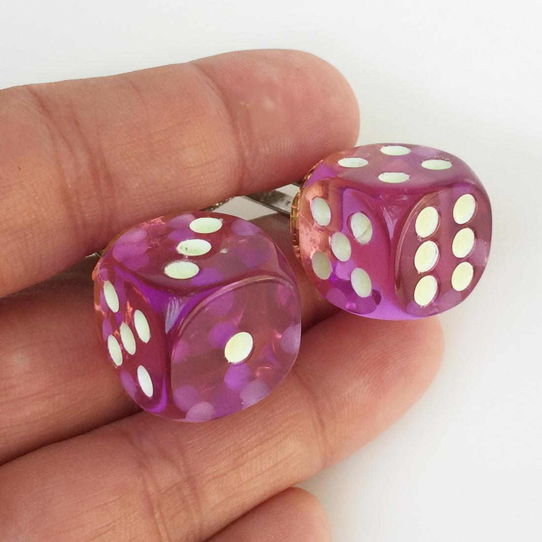 Silver tone Purple Glow in a Dark Dice cufflinks (1 of 9)