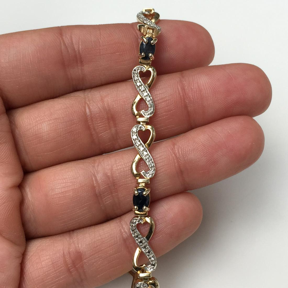 Gold plated sterling silver diamond sapphire bracelet (1 of 3)
