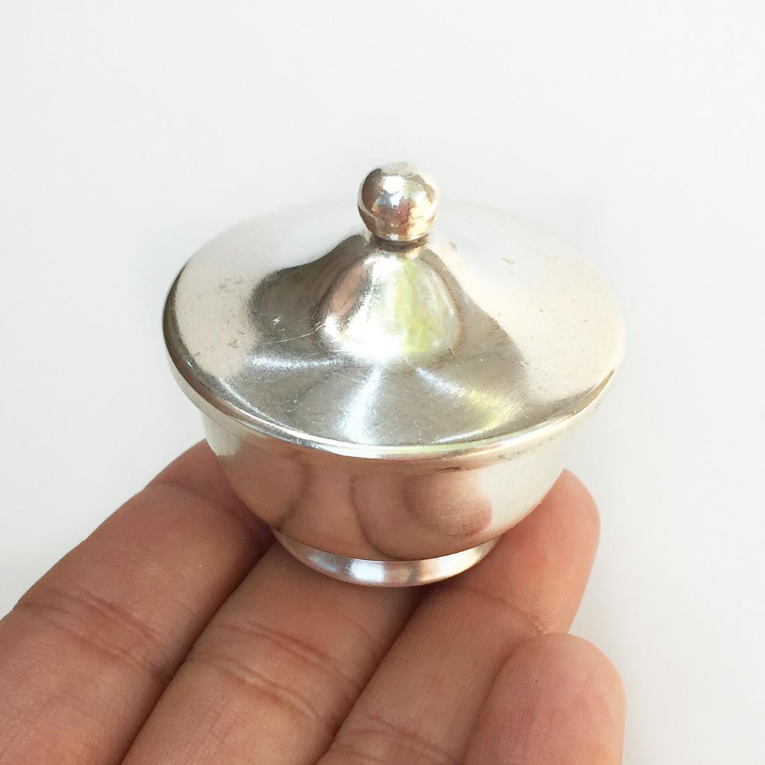 Sterling silver tiny serving dish container with lid (1 of 4)