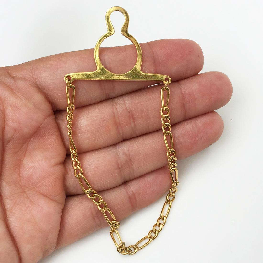 Gold tone figaro link tie chain (1 of 3)