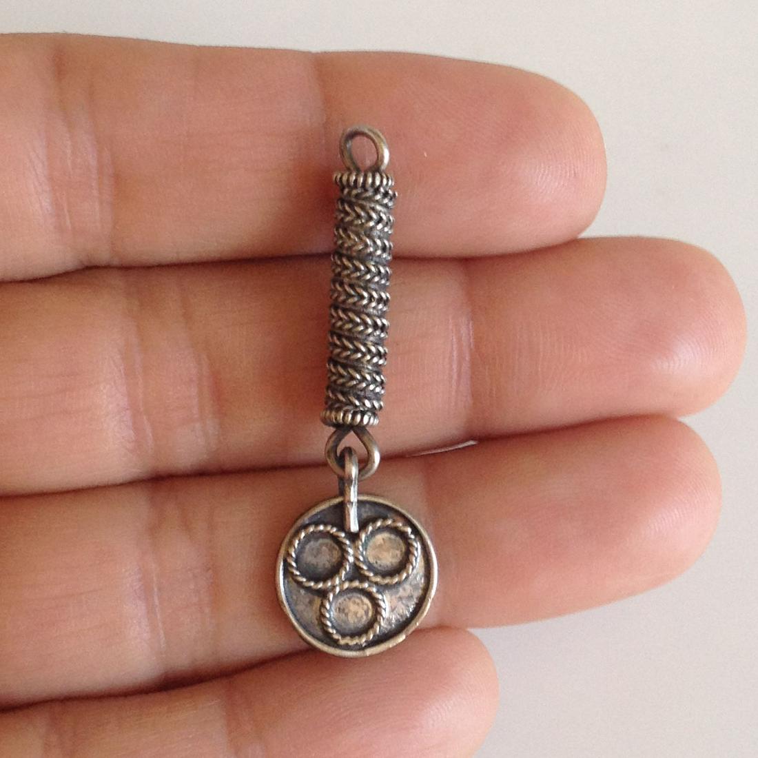 Sterling silver Rope textured 3 circles pendant charm (1 of 3)