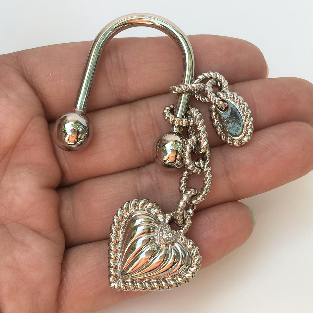 JUDITH RIPKA Silver tone crystals heart shape key chain (1 of 3)