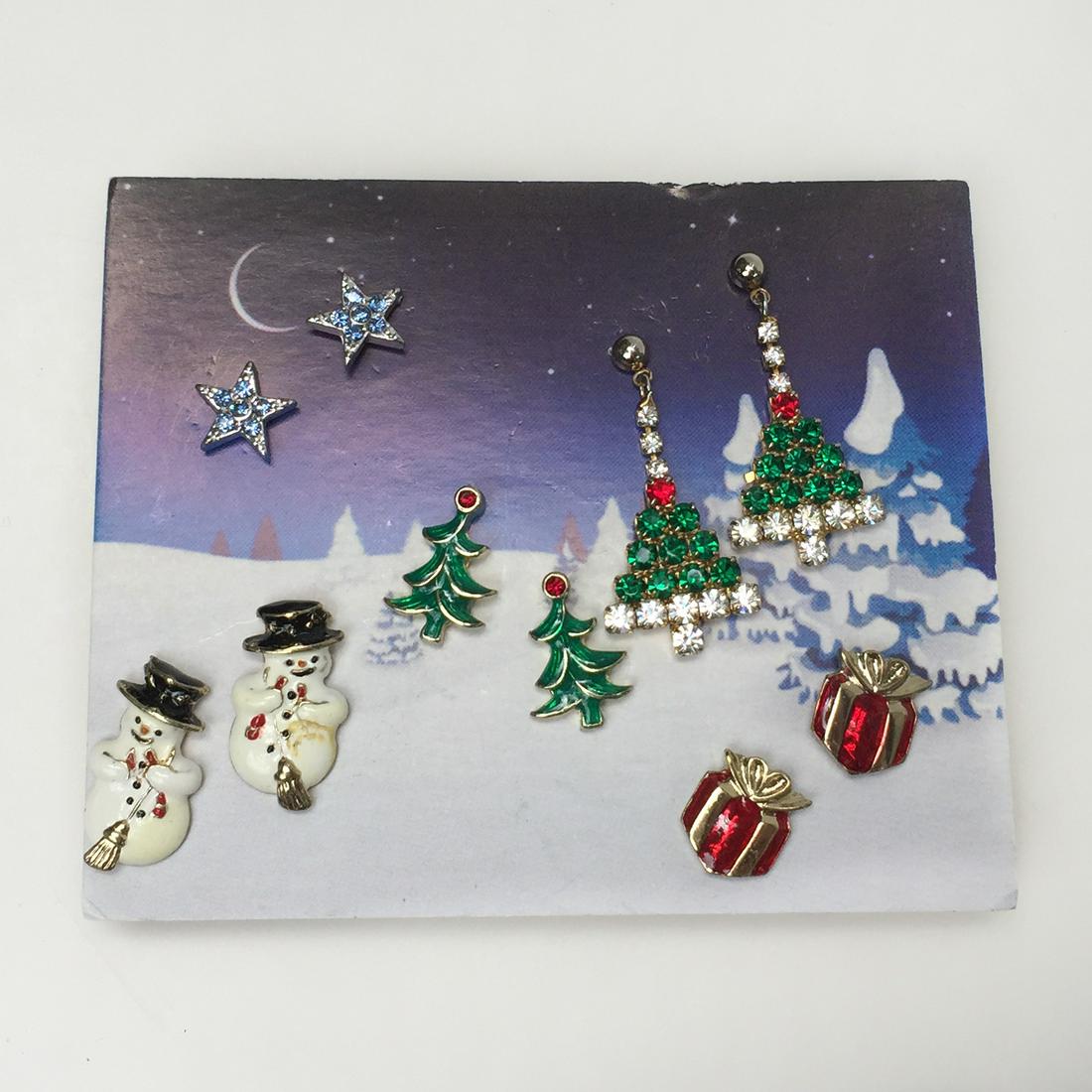 5 pairs Christmas Tree holiday star crystals earrings (1 of 3)