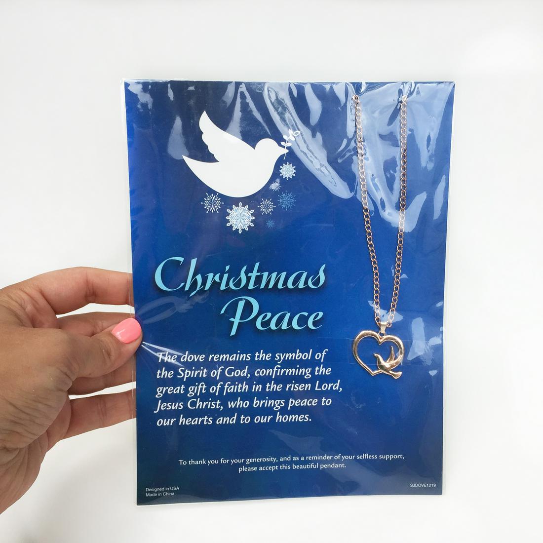 Rose gold tone Christmas Peace heart dove pendant (1 of 3)