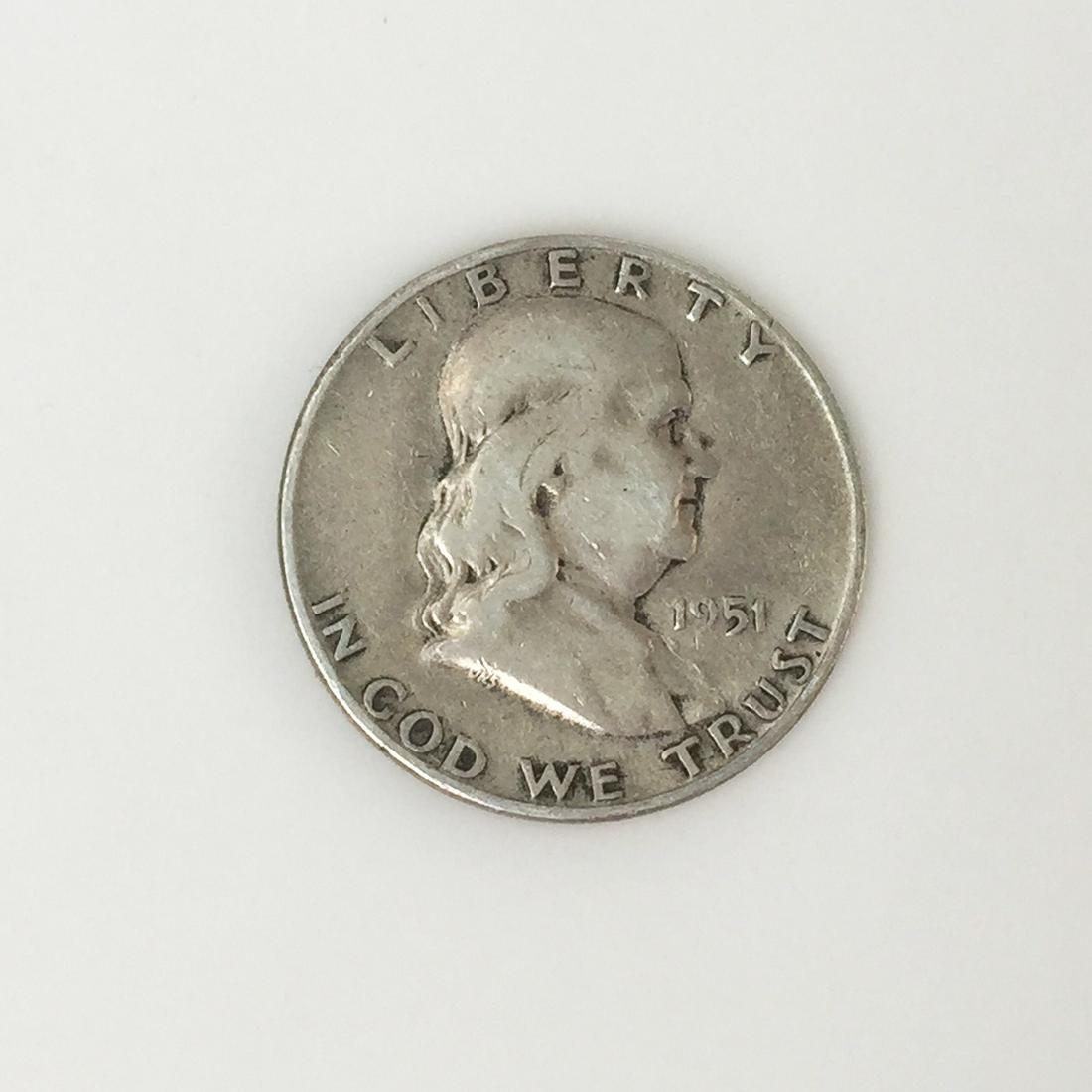 Collectible US 1951-D FRANKLIN silver half dollar coin (1 of 2)