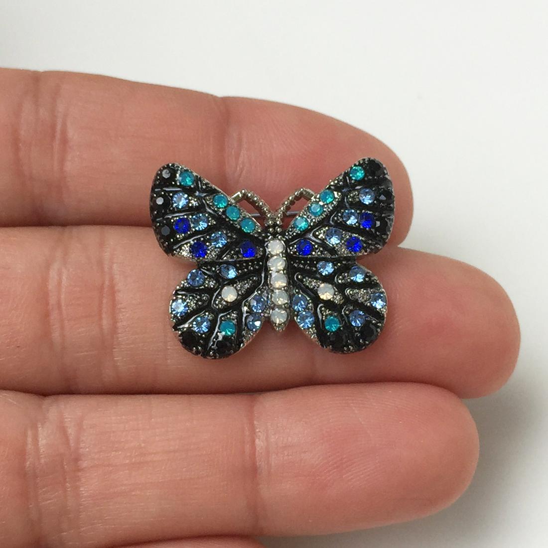 Silver tone multicolor crystals Butterfly brooch (1 of 3)