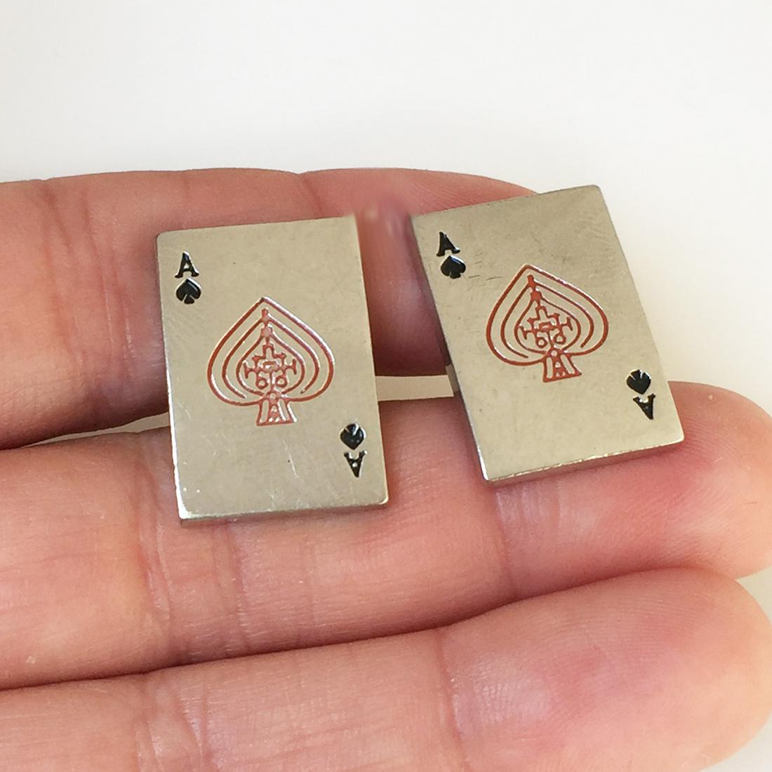 Silver tone Ace of Spades Playing card cufflinks (1 of 7)