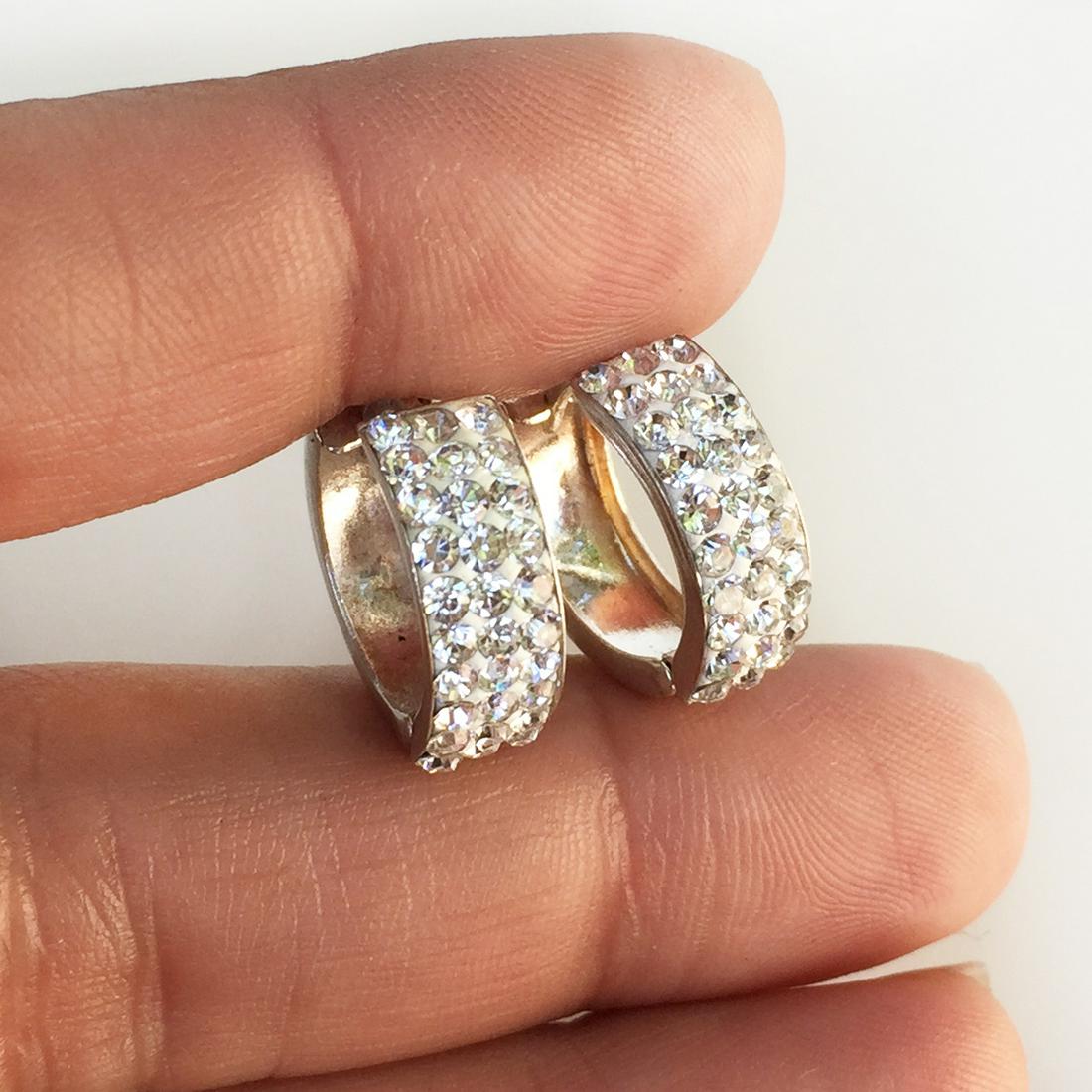 Sterling silver crystals reversible Huggie earrings (1 of 5)