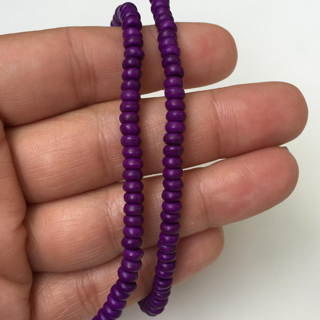 4x2 mm rondelle shape purple turquoise beads strand (1 of 2)
