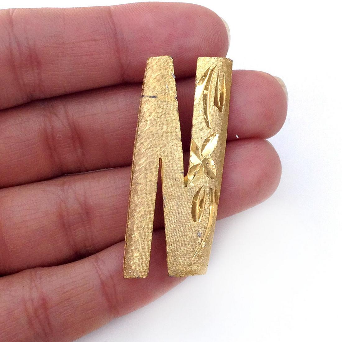 MAMSELLE Vintage gold tone Initial  N brooch, signed (1 of 3)