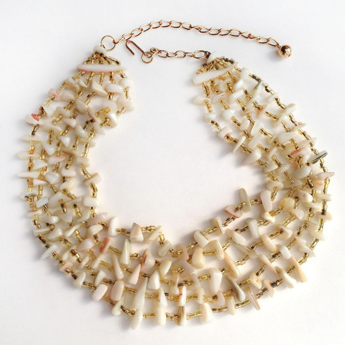 Vintage sea shell free shape, citrine color necklace (1 of 3)