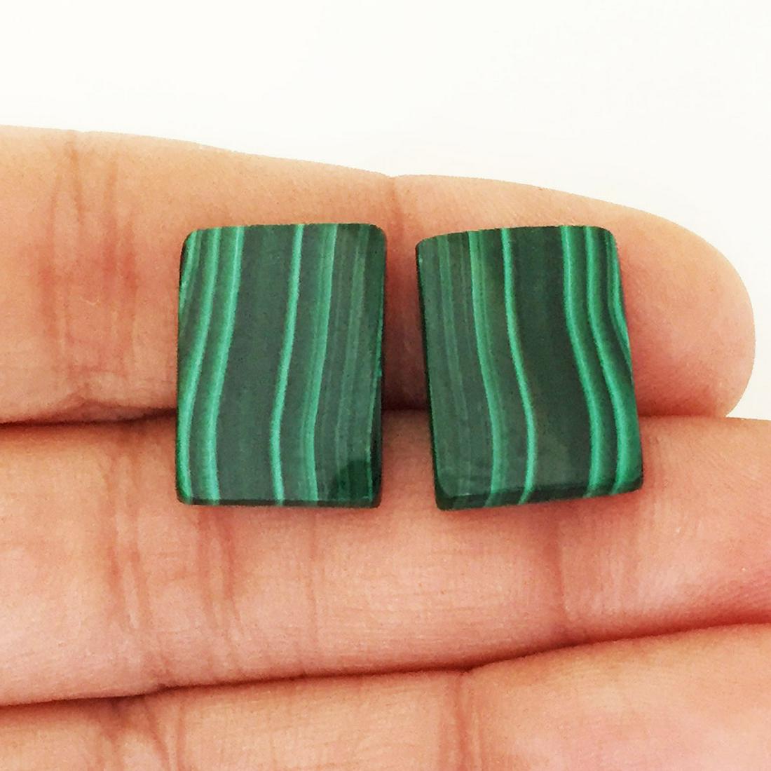 Pair of rectangular malachite flat cabochons, 20.65 cts (1 of 3)