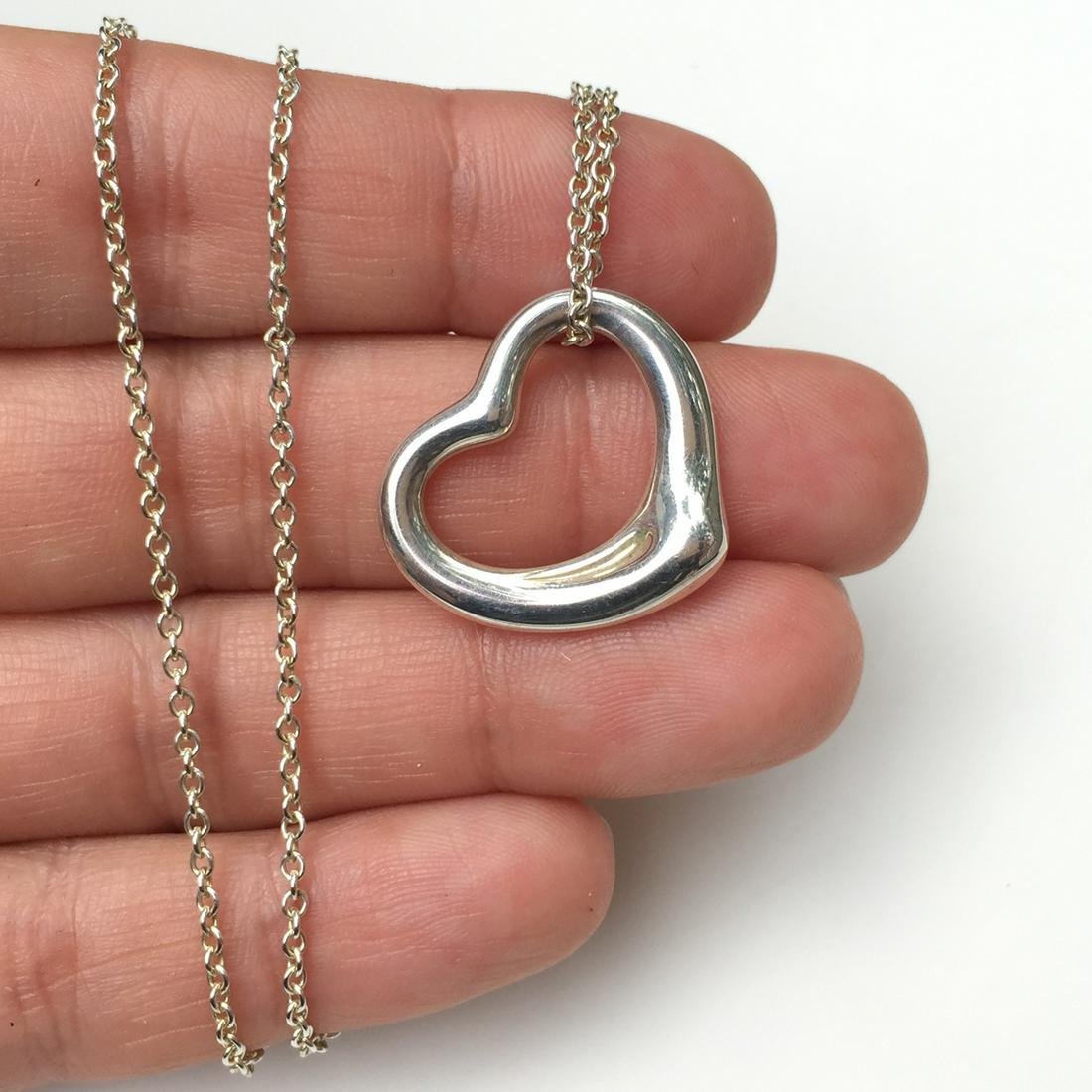 TIFFANY & CO Sterling silver open heart pendant chain (1 of 6)
