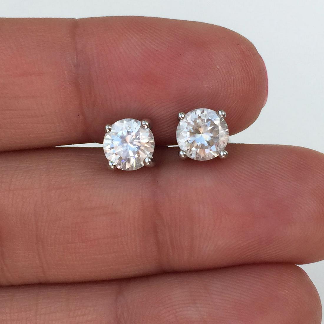 Sterling silver 6 mm round clear CZ stud earrings (1 of 3)