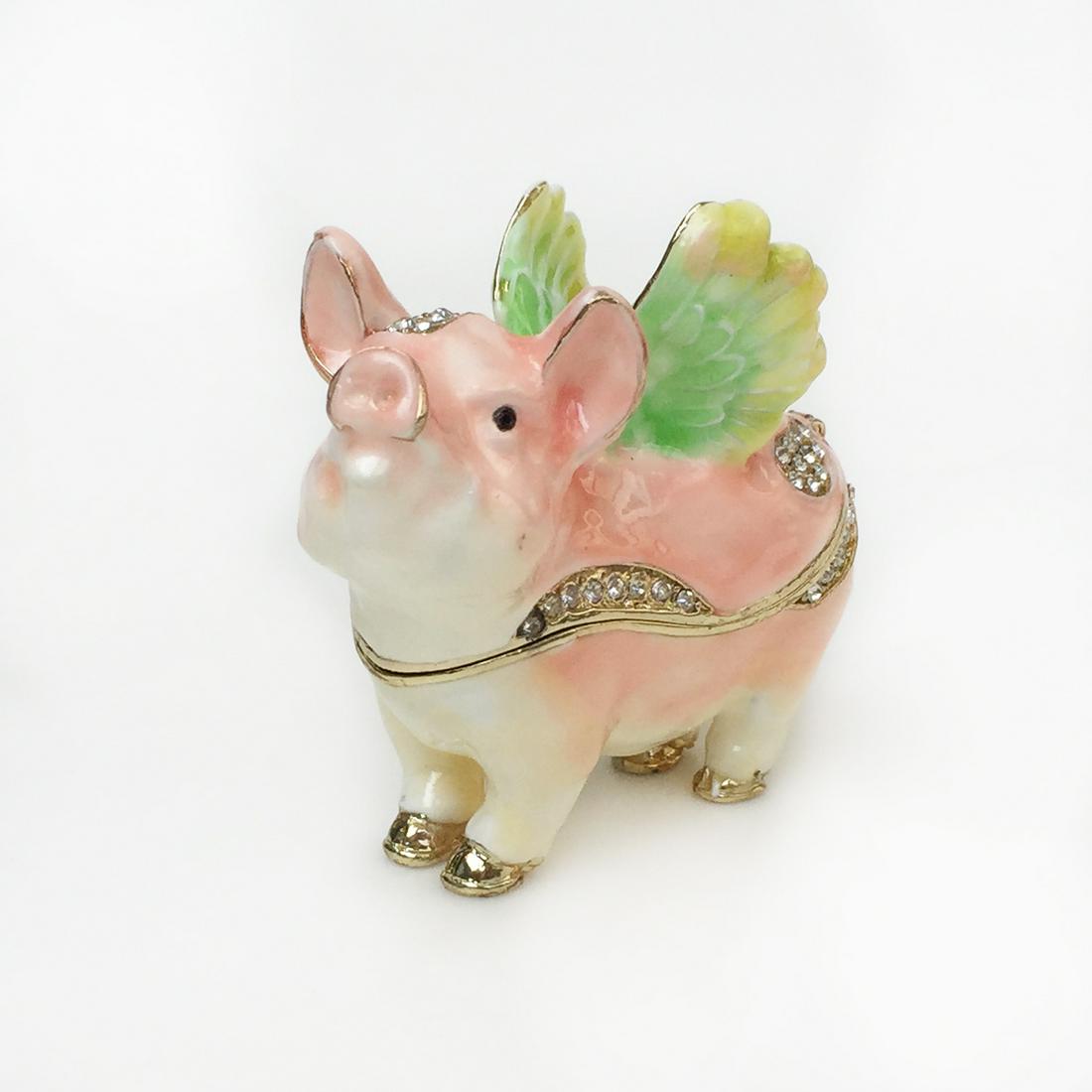 Enamel crystals Flying Pig trinket jewelry box (1 of 10)