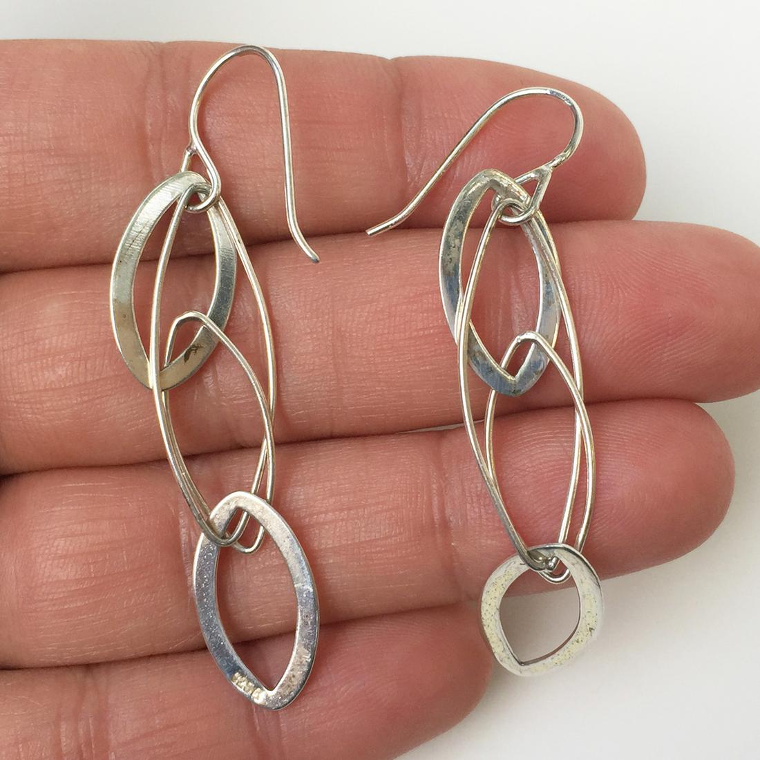 Sterling silver leaf shape dangling earrings (1 of 2)