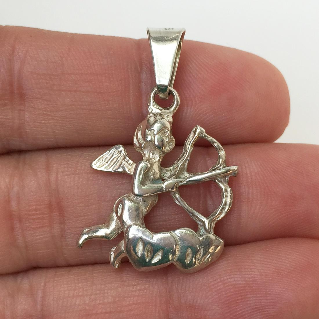 Sterling silver Cupid Angel Heart pendant (1 of 3)