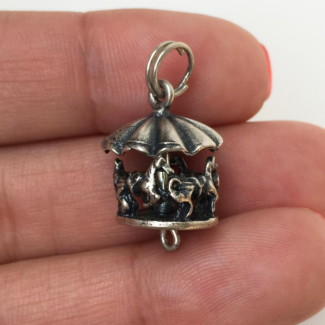 Sterling silver Merry go Round Carousel pendant charm (1 of 8)