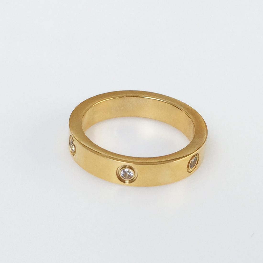 Gold tone stainless steel CZ Cartier style ring band (1 of 5)