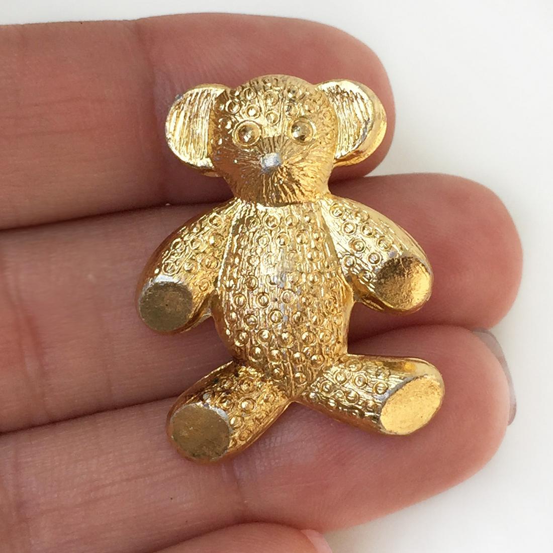 Gold tone textured finish Teddy Bear brooch (1 of 3)