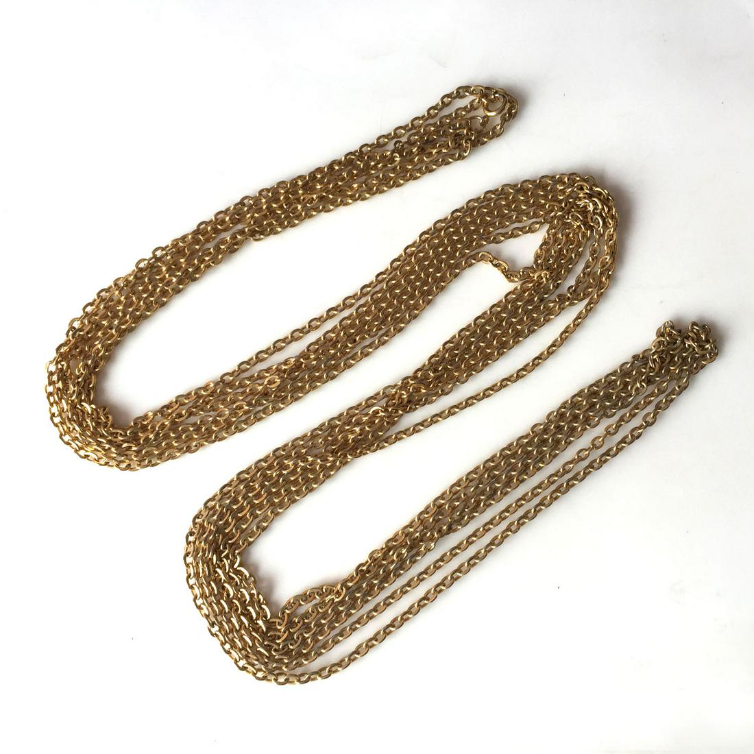 Gold tone 3 chain necklace 52 inches (1 of 2)