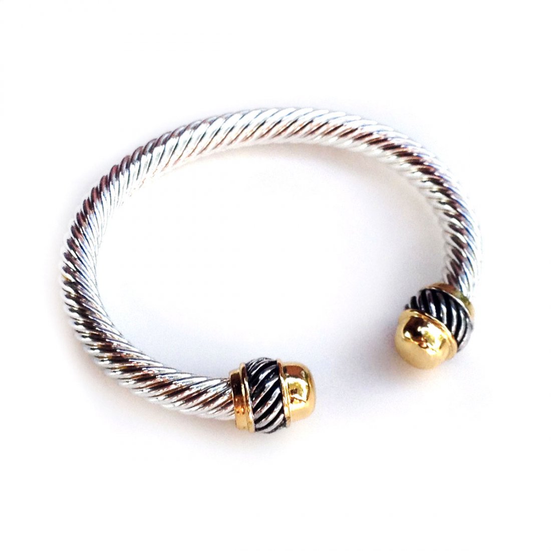 Two tone David Yurman Style twisted cable cuff bracelet (1 of 4)