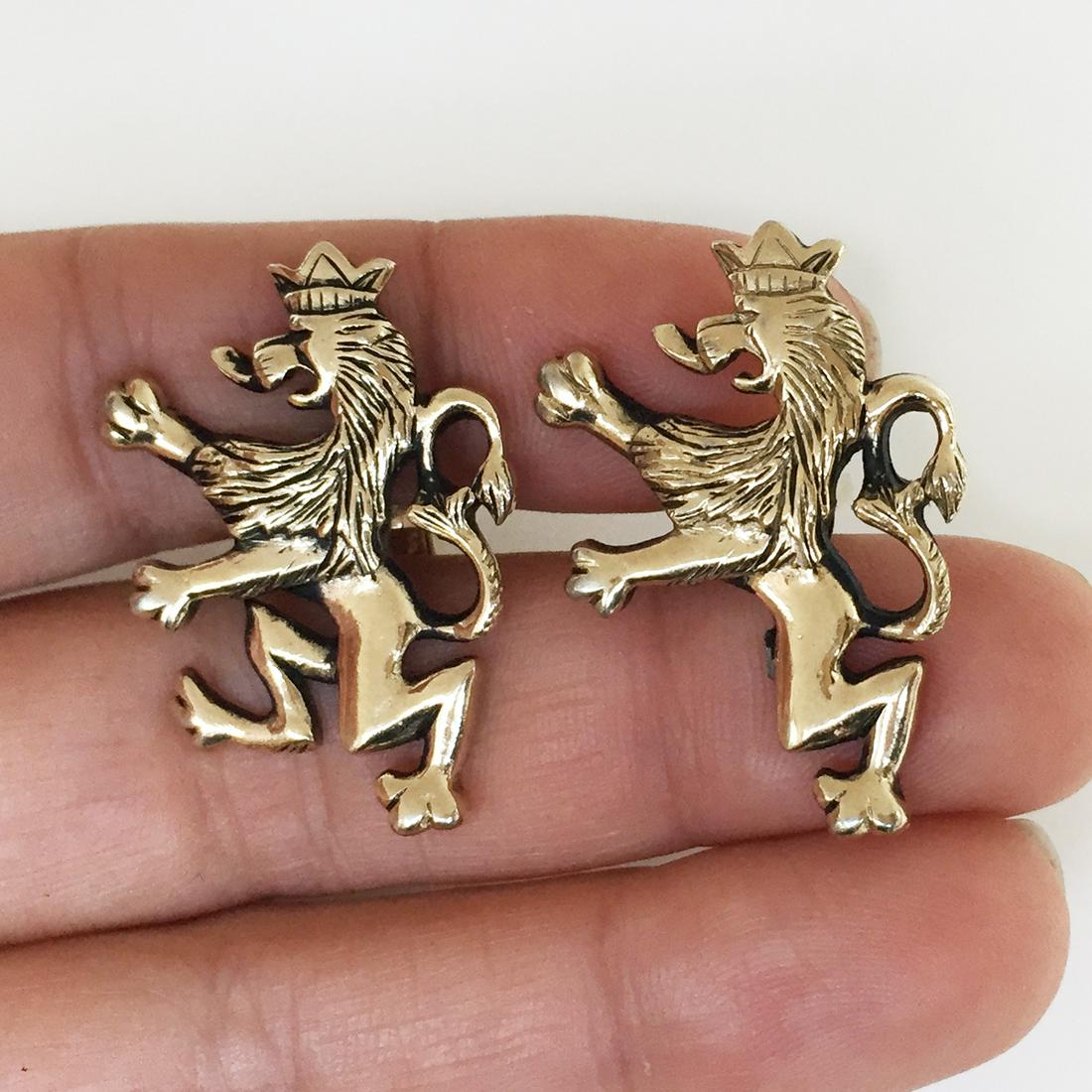 SWANK Vintage gold tone Lion in Crown cufflinks, signed (1 of 7)