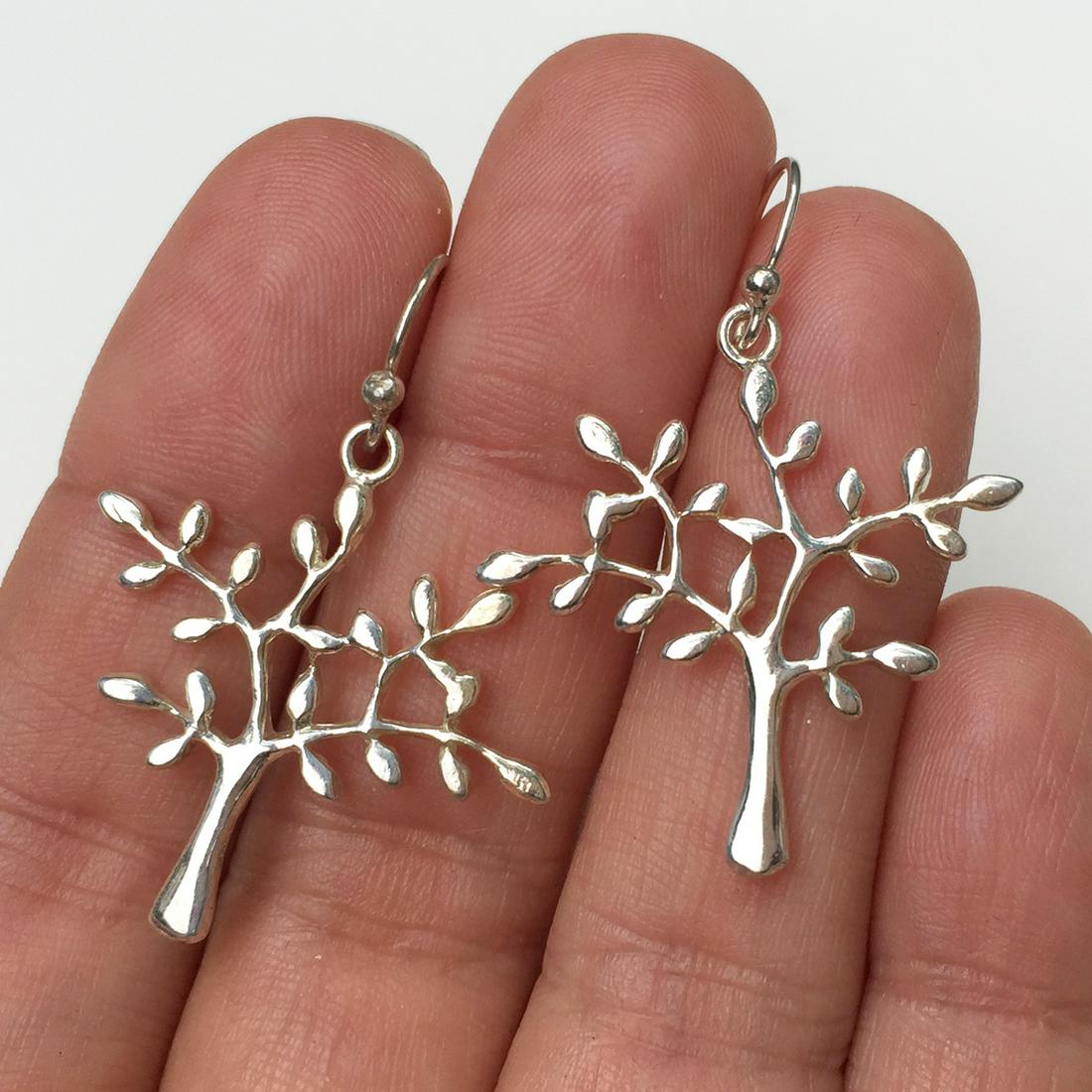 Sterling silver Tree shape dangling earrings (1 of 3)
