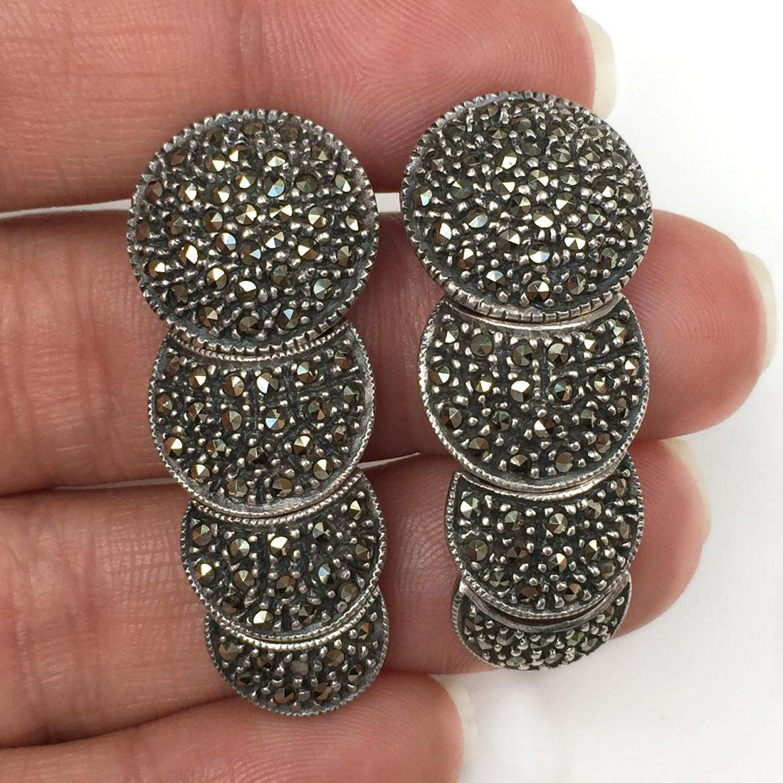 Vintage sterling silver round push back earrings (1 of 3)