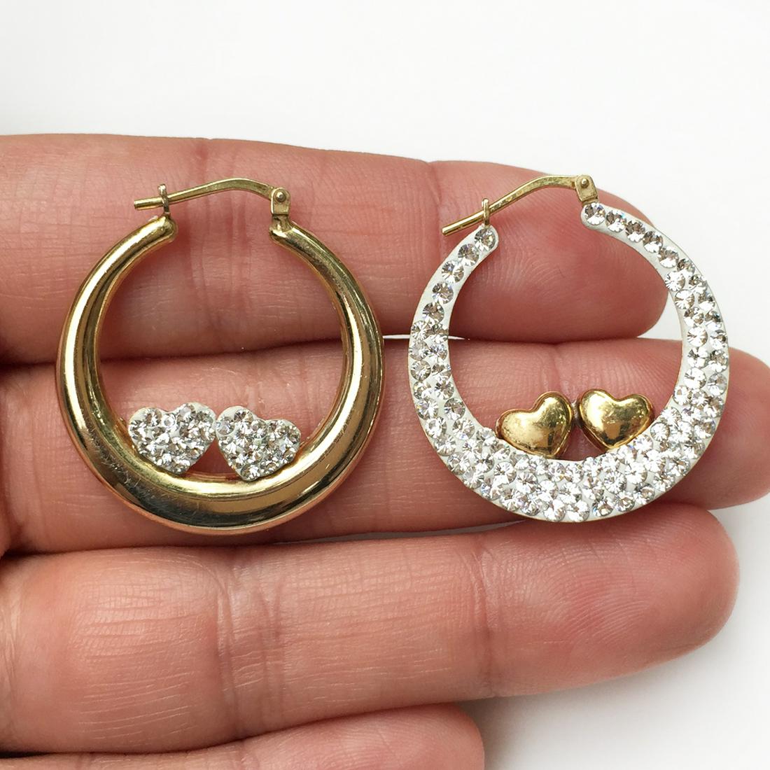 Gold plated sterling silver double heart earrings (1 of 4)