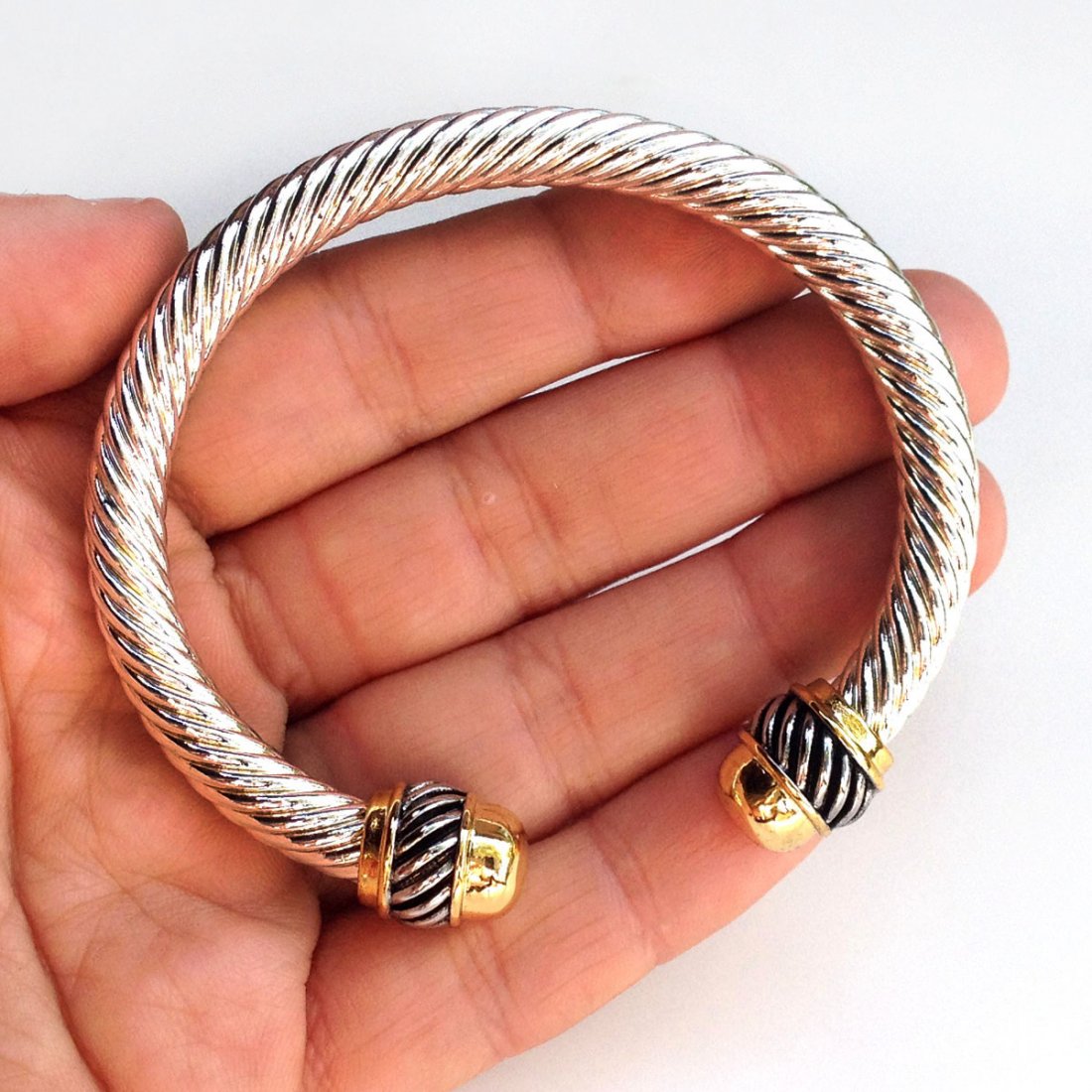 Two tone outlet cable bracelet