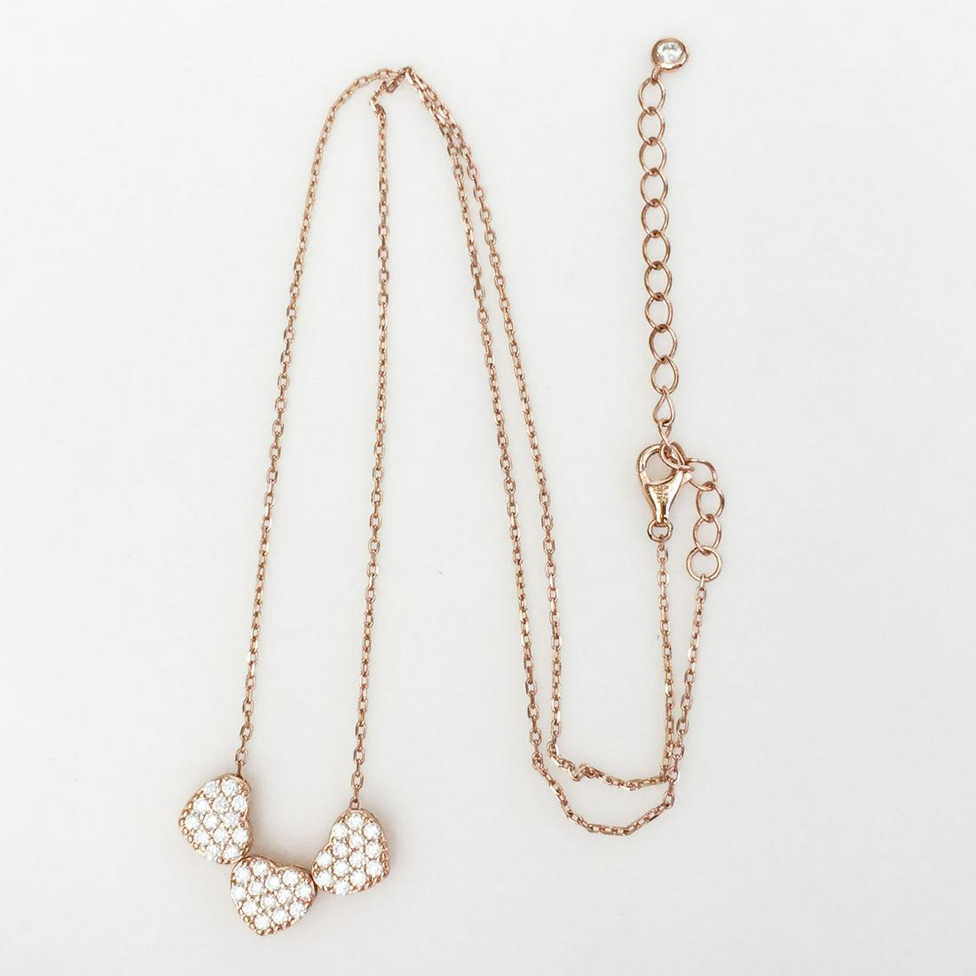 Rose gold plated sterling silver CZ heart necklace (1 of 4)