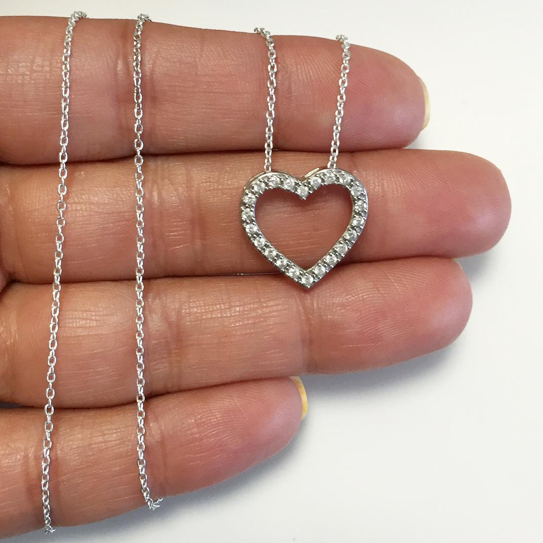 Sterling silver diamond heart shape pendant necklace (1 of 4)