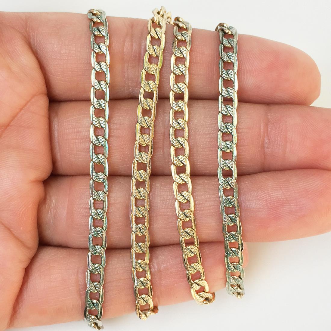 Two tone textured cuban link chain, 23 inches: Two tone textured on both sides cuban link chain, 23 inches. Condition very good.