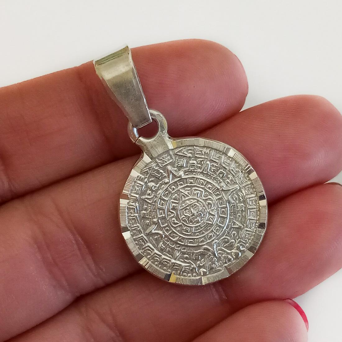 Sterling silver Aztec Calendar medallion pendant (1 of 4)