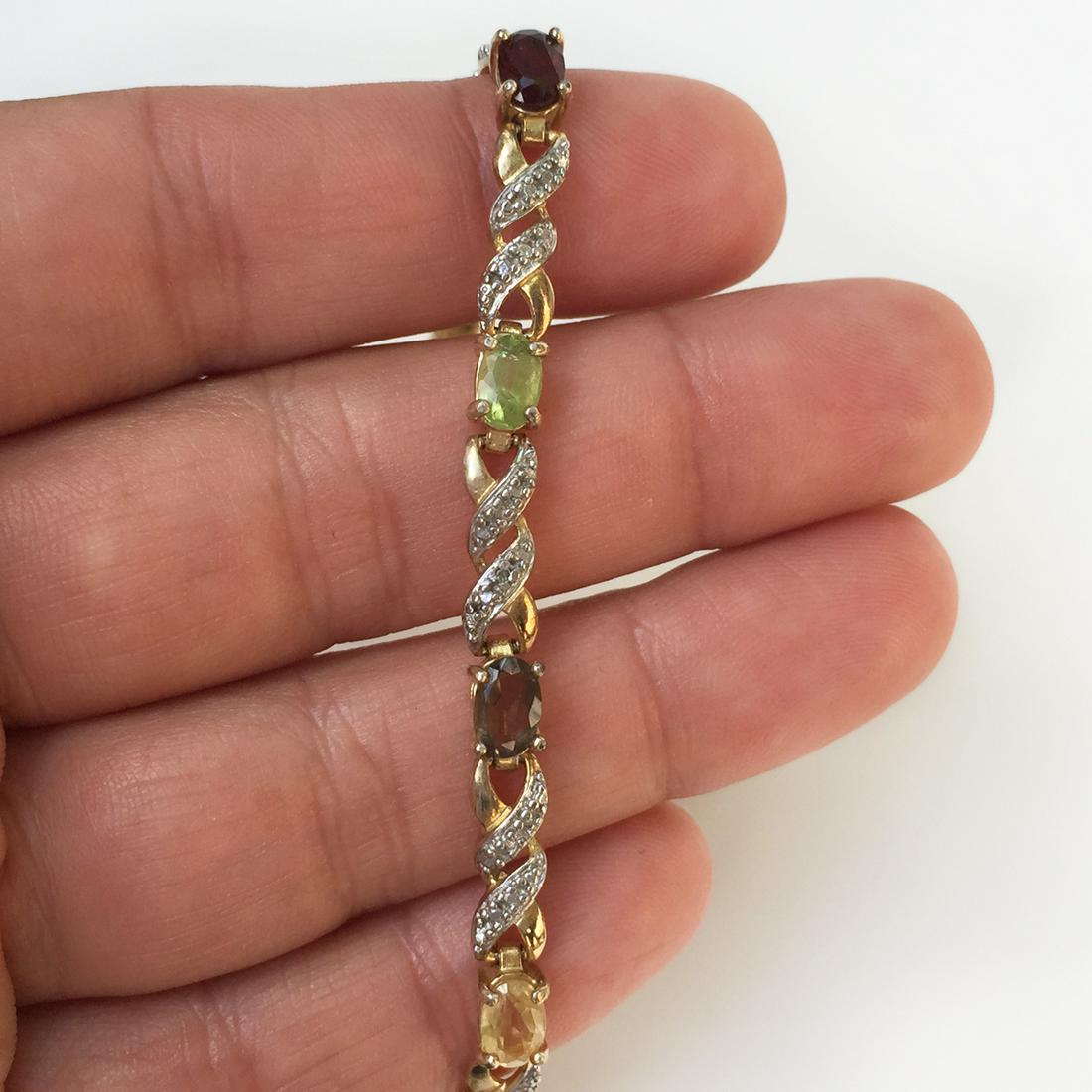 Gold plated sterling silver gemstone diamond bracelet (1 of 3)