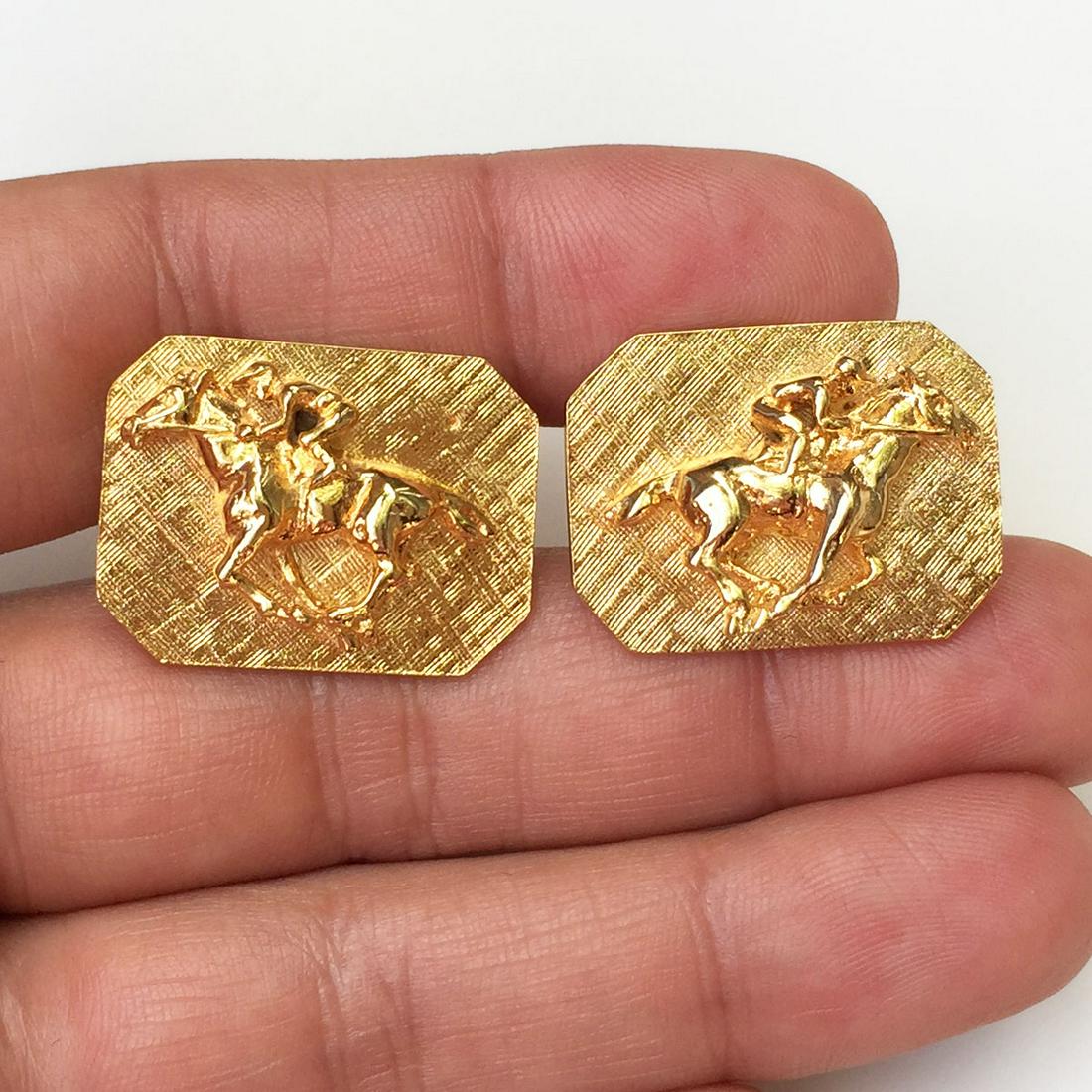 Gold tone textured Race Horse Jockey cufflinks (1 of 6)